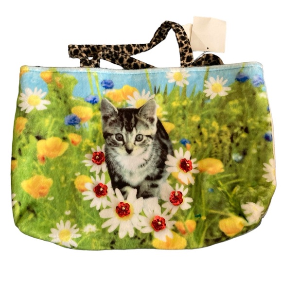 Velvet Cat Tote by Topsy Turvy - Picture 1 of 7